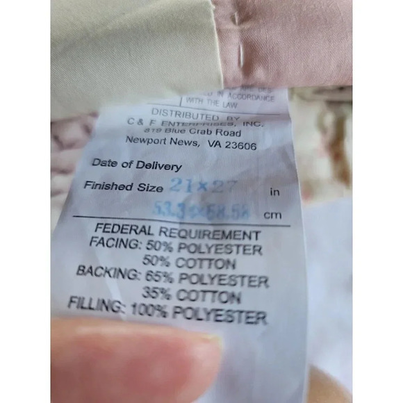 C&F Enterprises Quilt Handcrafted standard Sham hummingbird 21x27 set 2 - Picture 6 of 8